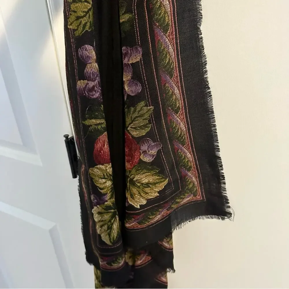 Vintage Fruit Black Square Scarf